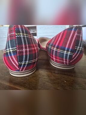 Isaac Mizrahi Red Plaid Slip-On Flats